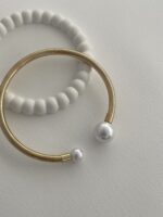 Özel Seri Uçları İnci Detay Gold Tırtık Choker Kolye - Görsel 6