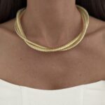 Özel Seri Sarmal Tel Tasarım Gold Choker Kolye