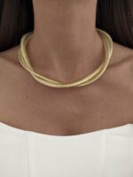 Özel Seri Sarmal Tel Tasarım Gold Choker Kolye