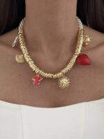 Özel Seri Charm Detay İp Tasarım Gold Kolye