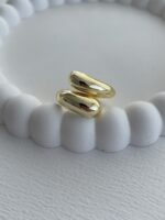 Özel Seri Kalın Damla Tasarım Ayarlanabilir Gold Yüzük - Görsel 2