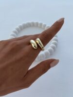 Özel Seri Kalın Damla Tasarım Ayarlanabilir Gold Yüzük - Görsel 3