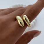 Özel Seri Kalın Damla Tasarım Ayarlanabilir Gold Yüzük
