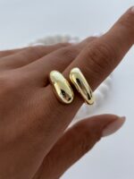 Özel Seri Kalın Damla Tasarım Ayarlanabilir Gold Yüzük