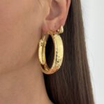 Özel Seri Yuvarlak Desenli Büyük Gold Halka Küpe
