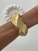 Özel Seri Kalın Kıvrım Tasarım Gold Kelepçe Bileklik