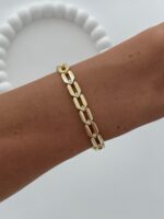 Özel Seri Zirkon Taşlı Oval Tasarım Gold Bileklik