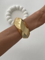 Özel Seri Kalın Kıvrım Tasarım Gold Kelepçe Bileklik - Görsel 3