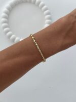 Özel Seri Minik Zirkon Taşlı Üçgen Tasarım Gold Bileklik - Görsel 3
