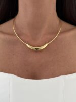 Özel Seri Oval Plaka Detay Gold Choker Kolye