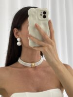 Özel Seri Büyük & Küçük İnci İkili Gold Top Küpe - Görsel 2