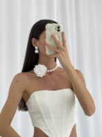 Özel Seri Büyük & Küçük İnci İkili Gold Top Küpe - Görsel 6