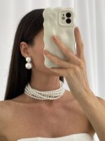 Özel Seri Büyük & Küçük İnci İkili Gold Top Küpe - Görsel 7