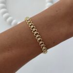 Özel Seri Zirkon Taşlı Oval Tasarım Gold Bileklik