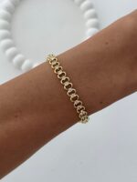 Özel Seri Zirkon Taşlı Oval Tasarım Gold Bileklik