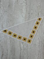 Sarı Çiçek Tasarım Örgü Krem Bandana - Görsel 3