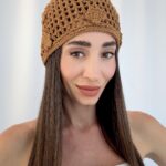 ZR Model Çiçek Tasarım Kahverengi File Şapka