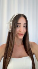 Tül Tasarım Kurdele Detay Beyaz Bandana - Görsel 3