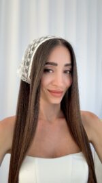 Tül Tasarım Kalp Detay Beyaz Bandana - Görsel 3