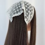 Tül Tasarım Kalp Detay Beyaz Bandana