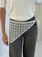 Tül Tasarım Çiçek Detay Beyaz Bandana - Görsel 2
