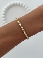 Özel Seri Kare Tasarım Oval Baget Taşlı Gold Bileklik