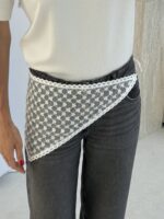 Tül Tasarım Kalp Detay Beyaz Bandana - Görsel 2