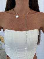 Özel Seri Sallantılı Uç Detay Gümüş Choker Kolye - Görsel 3