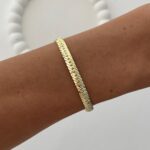 Özel Seri Desenli Ezme Örgü Tasarım Gold Bileklik