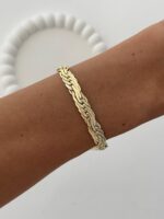 Özel Seri Desenli Ezme Zincir Gold Bileklik
